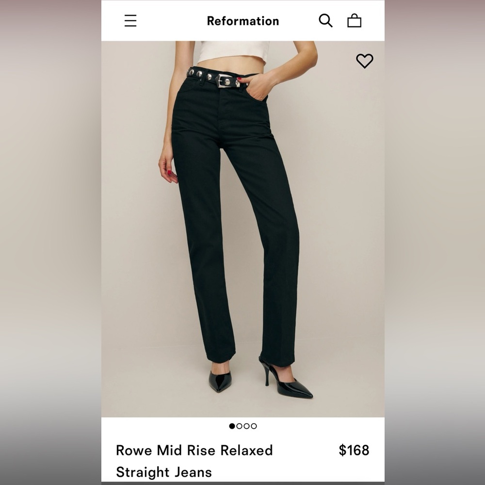 NWT Reformation Black Rowe Jeans